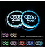 Car LED Logo Cup Holder 7 Colors Changing Atmosphere Lamp for Audi