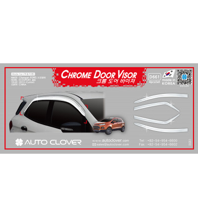 Auto Clover car exterior chrome door visor Compatible with Ecosport(D 661)