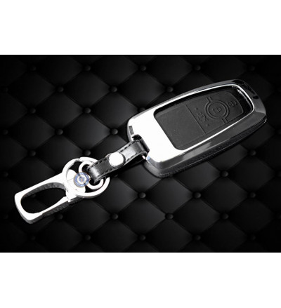 KEYLESS Key cover case fob for Ford Ecosport New in Zinc alloy and leather Black Color