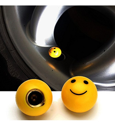 Smile Face Tyre air Valve Stem Caps for Car, Truck, Bike (Yellow Colour)
