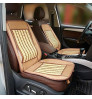 Mesh Bamboo Car Bead Seat Cushion Back Support Chocolate Stripes design Yellow color.
