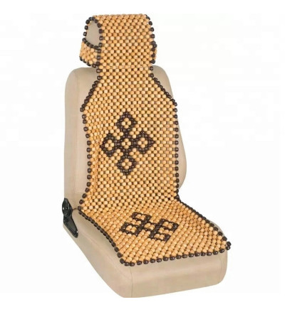 Car Bead Seat Covering Full Head Rest Exterior Accessories in Beige Color.