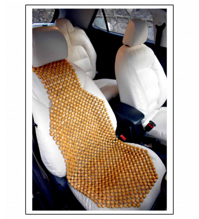 Car Bead seat Wooden Cushion Cover pad for Acupressure Sitting in Beige Color (1 pc)
