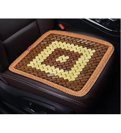 Universal Mesh Bamboo Car Wooden Sitting Bead Seat Rectangular Shaped In Chocolate Beige for Car, Bus, Truck, Home, Office