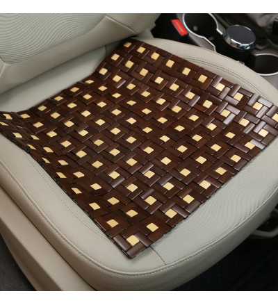 Universal Mesh Bamboo Car Wooden Sitting Bead Seat Square Shaped In Coffee Color for Car, Bus, Truck, Home, Office
