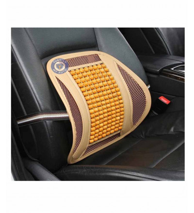 Car Newest Bead Seat Mesh Bamboo Back Lumbar Support (Beige Colour)