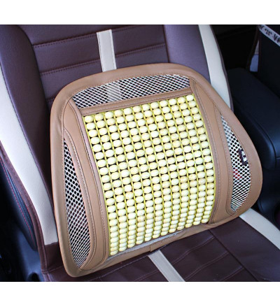 Universal Newest Bead Seat Mesh Bamboo Back Lumbar Support in Beige Color for Car, Bus, Truck, Home, Office