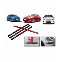 Car Exterior Bumper Guard Edge Scratch Protector 4 pcs in PVC Rubber for Hyundai in Red Color