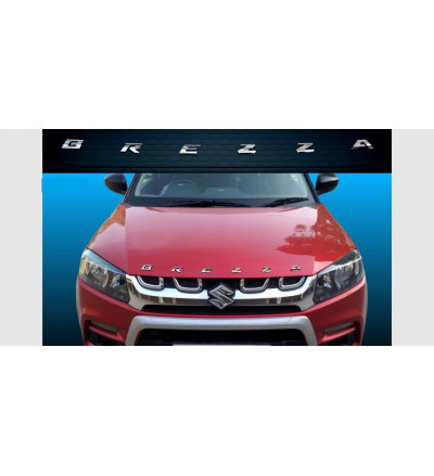 Car Exterior ABS Silver Chrome Alphabet 3D Letter Sticker Logo Emblem Trim Badge Adhesive Decal for Maruti Suzuki Brezza