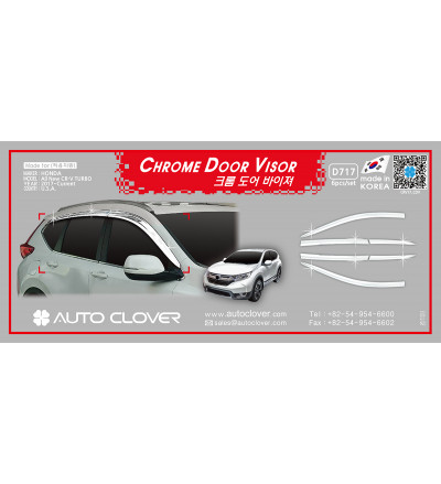 Auto Clover Car Exterior Chrome door visor Compatible with CR-V Turbo set of 6 pieces(D717)