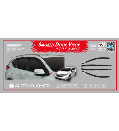 Auto Clover Car Exterior Smoked door visor Compatible with CR-V Turbo set of 6 pieces(D966)