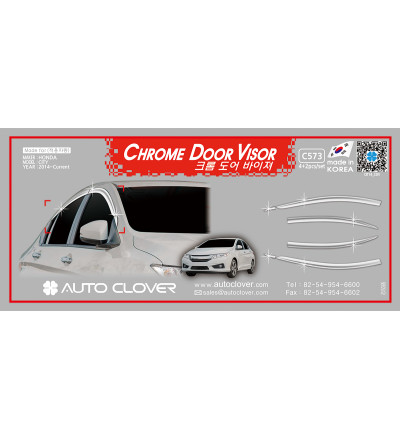 Auto Clover car exterior chrome door visor Compatible with Honda City(C 573)