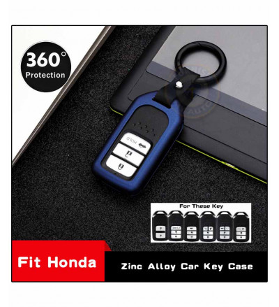 Car KEYLESS Key Cover Case Fob for City/Ivtec/Idtec/Jazz/Accord/City/Civic/Amaze/Jazz in Metal Blue  color