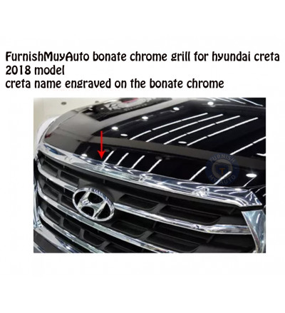 Bonnet Chrome Grill for Hyundai Creta 2018 Model (Creta Name Engraved on Bonnet)