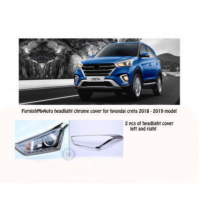 Headlight chrome cover for Hyundai Creta 2018-2019 model(premium Car exterior accessories product's  set of 2 pcs )