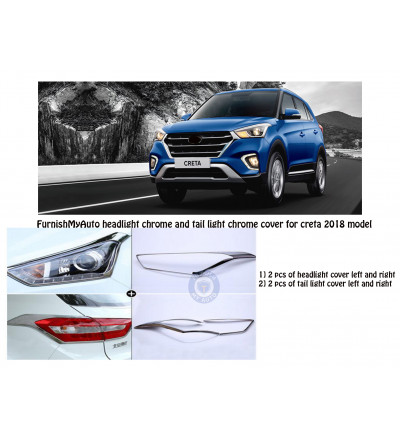 Combo chrome accessories for Hyundai Creta 2018  (premium Car exterior accessories product's full/complete set of 6 pcs )