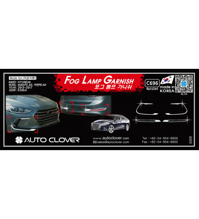 Auto Clover Car Exterior Reflector and fog lamp chrome cover for Avante,Elantra(C 696)