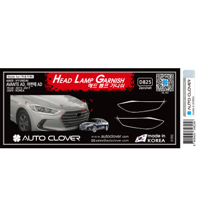 Auto Clover Car Exterior headlight chrome cover for Elantra(D 825)