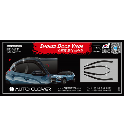 Auto Clover car exterior smoked door visor Compatible with Kona(D 775)