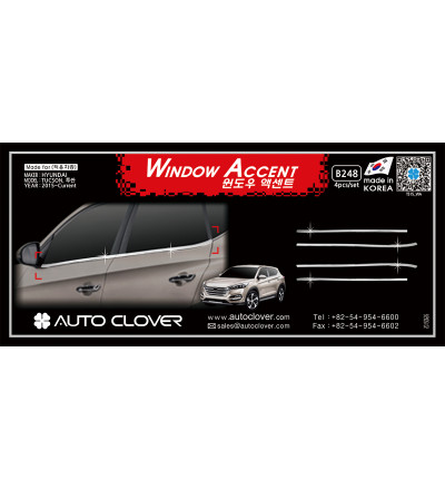 Auto Clover Car Exterior Lower Window Garnish Chrome Accessories Compatible with Tucson