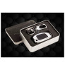 Car Flip Key Cover case fob for Old Model Hyundai Verna in Zinc Alloy Metal and Leather Black Color
