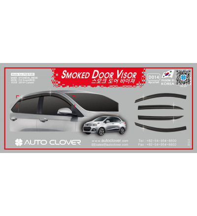 Auto Clover car exterior smoked door visor Compatible with i10,Xcent(D 014)