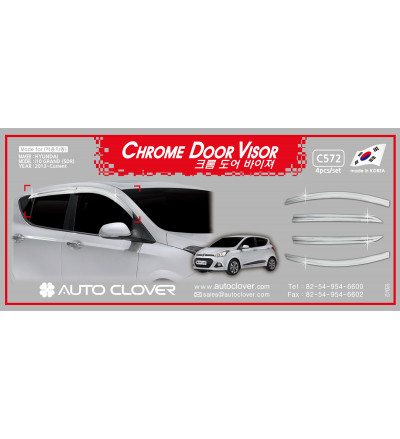 Auto Clover car exterior chrome door visor Compatible with Hyundai i10 Grand(C 572)