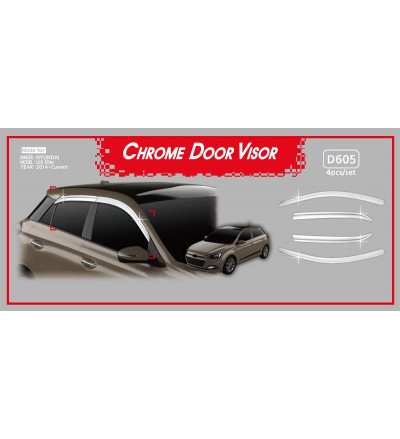 Auto Clover car exterior chrome door visor Compatible with Hyundai Elite i20(D 605)