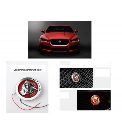 Car LED Bonnet Front Radiator Racing Grilles Monogram with Logo Light for Jaguar (RED Color)