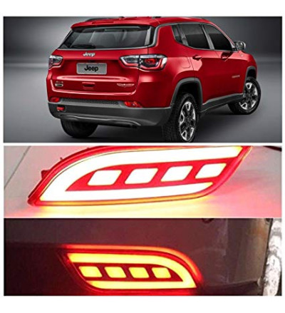 Car Reflector Led Brake Light for Bumper(Rear/Back) Drl For Jeep Compass- Set of 2 Pcs with wiring