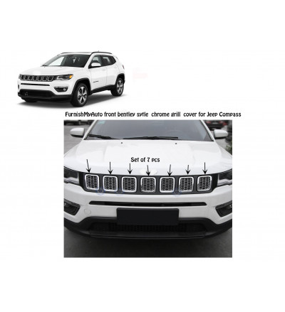 Front Fitting Chrome Grill Cover for Jeep Compass (Set of 7 PCS)