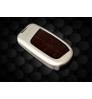 Car Remote Key Cover Case Fob In Zinc Alloy, Chrome and Leather for Jeep Compass in Brown Color