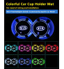Car Interior LED Coaster Logo Cup Holder 7 Colors Changing Atmosphere Lamp for Kia