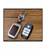 Car 4 Button KEYLESS Remote Key Cover case fob for Kia Seltos in Zinc Alloy and Leather Brown Color