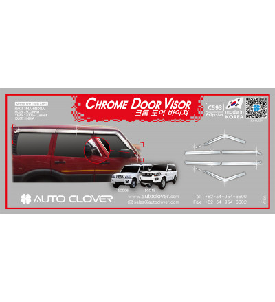 Auto Clover car exterior chrome door visor Compatible with Mahindra Scorpio(C 593)