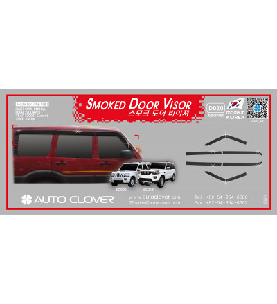 Auto Clover Exterior car smoked door visor Compatible with Scorpio(D 020)