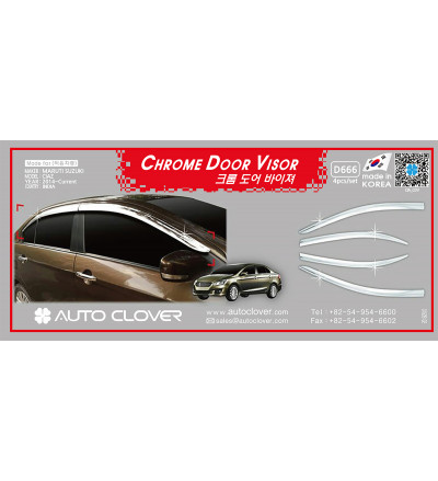 Auto Clover car exterior chrome door visor Compatible with Maruti Suzuki Ciaz(D 666)