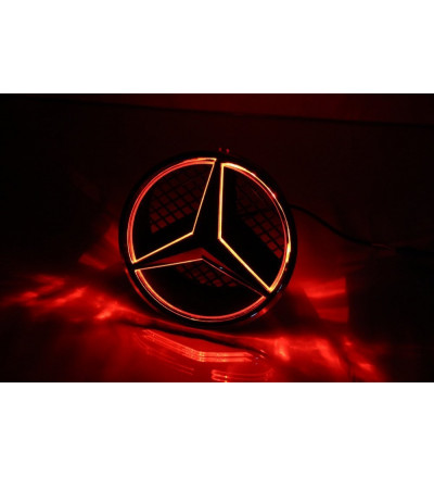 Car LED Bonnet Front Radiator Racing Grilles Logo Light Accessories for Mercedes Benz(Red  Color)