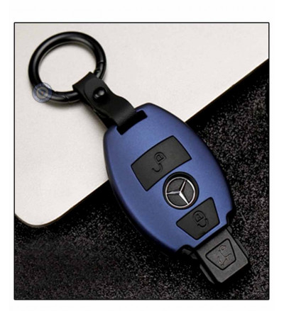 Car KEYLESS Key Cover Case Fob for Mercedes-Benz W204 W205 W212 C E S GLA AMG Class in ABS Fiber Blue color (Without top point cover)