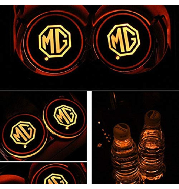 Car Interior LED Coaster Logo Cup Holder 7 Colors Changing Atmosphere Lamp  for MG