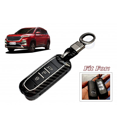 Car 3 Button Zinc Alloy KEYLESS Key Cover Case Fob for MG Hector in Metal Checks Black Color