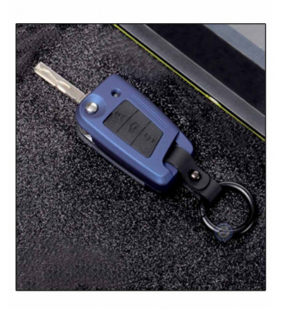 Car 3 Button Flip Key Cover Case Fob for Skoda Octavia/ Laura /Superb/ Yeti /Fabia/ Rapid in ABS Fiber Blue color