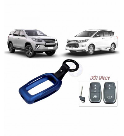 Car KEYLESS Key Cover Case Fob for Toyota Fortuner/Crysta in Metal Blue Color