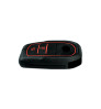 Car 2 Button Zinc Alloy KEYLESS Key Cover Case Fob for Toyota Crysta Top Model in Metal Black with Radium Red Color