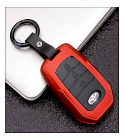Car Remote Key Cover Case Fob for Toyota Fortuner in ABS Fiber Red Color