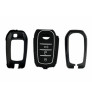 Car 3 Button Zinc Alloy KEYLESS Key Cover Case Fob for Toyota Fortuner (2016 Model) in Metal Black with Radium White Color