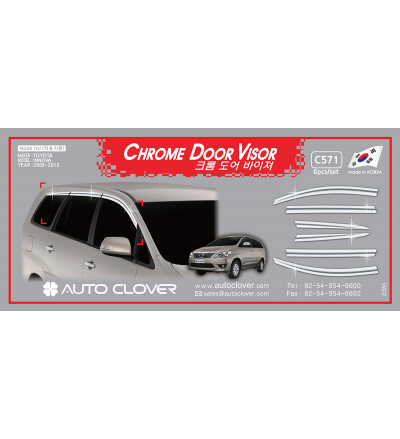 Auto Clover car exterior chrome door visor Compatible with Toyota Innova Type 1-4(C 571)