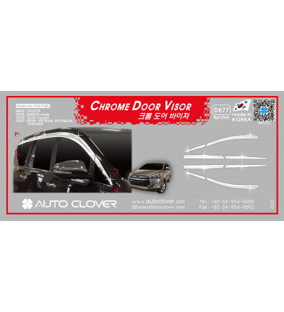 AUTO CLOVER Chrome Door Visor for Toyota Crysta 2016-2021 Model
