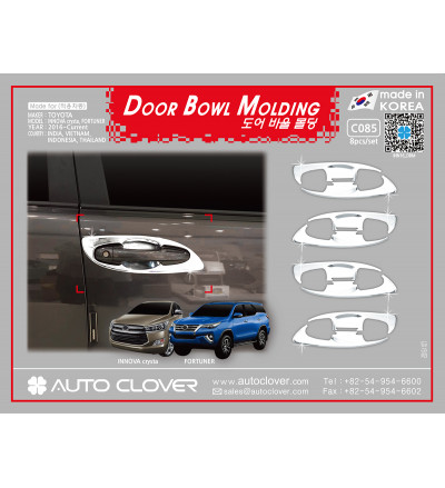 AUTO CLOVER Door Chrome Bowl Cover for Innova Crysta for 2016-2021