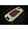Key Cover Zinc Alloy, Chrome and Leather for Toyota Crysta in Brown Color